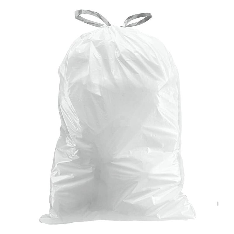 Plasticplace Custom Fit Trash Bags, Compatible with simplehuman Code U (100 Count) White Drawstring Garbage Liners 14.5-21 Gallon/ 55-80 Liter 26.5" x 32" - Image 3